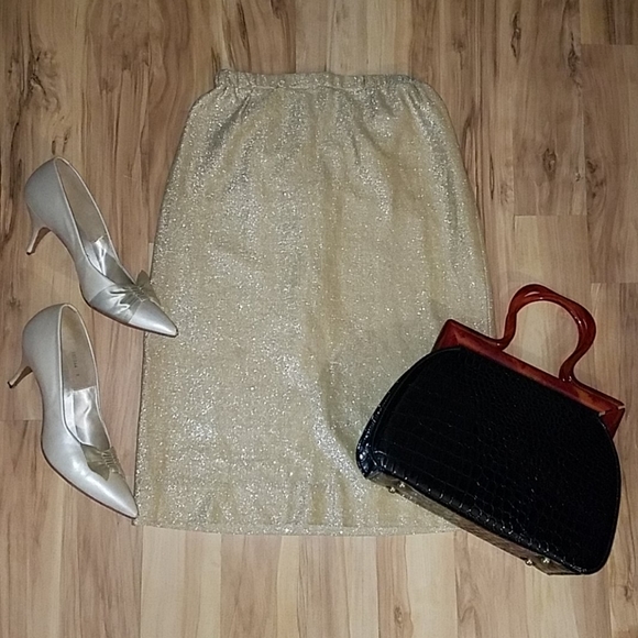 Vintage 60s Gold Lurex Skirt with As Is Blouse - Picture 2 of 16